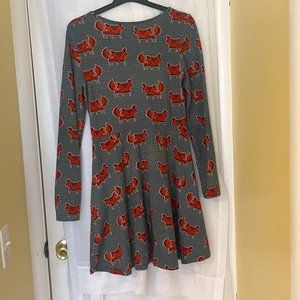 ADORABLE Long-sleeved Soft Fox Pattern Midi Dress